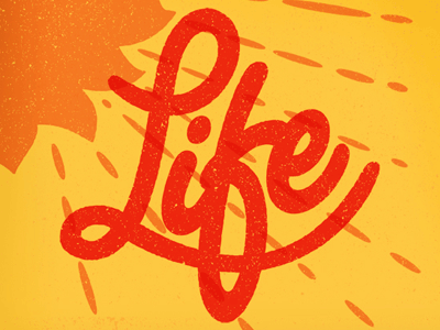 Life designersmx life orange red script texture yellow