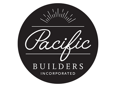Pacific Builders black white contractor script sun