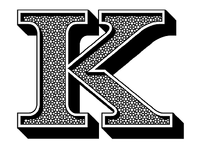 K inline k outline pattern shadow type