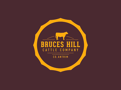 Bruceshill Logo beef branding bruces butchers cattle gold hill logo meat ni red yellow
