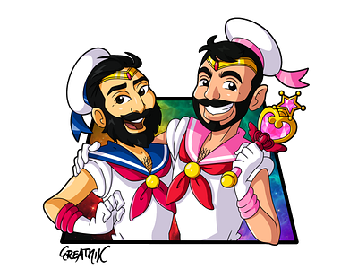 Sailor GreatMik & Sailor MannyC anime cartoon chibiusa genderswap greatmik illustration magicalboys magicalgirls manga sailor chibimoon sailor moon sailormoon usagitsukino