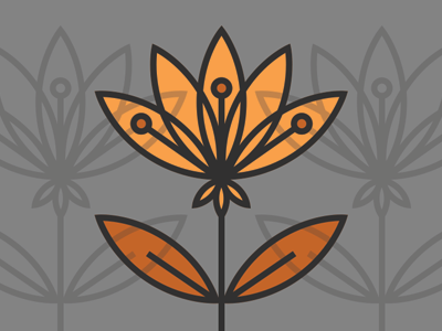 Seedhead flower icon leaves lineart monoweight nature plant seed