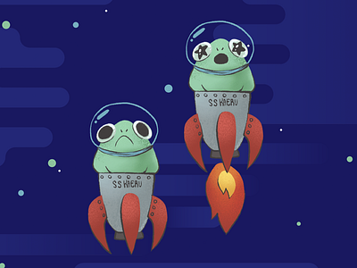 Kaeru Frogs frogs game jam hand drawn illustration procreate procreate art space art space exploration video game art