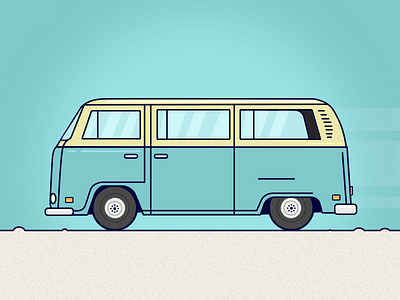 Volksvagen van bus car flat icon illustration minimal van volksvagen