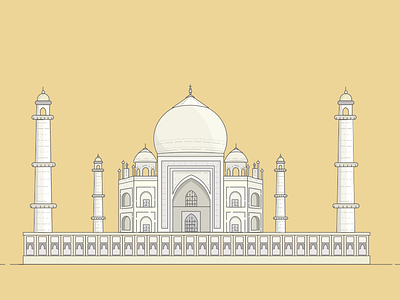 Taj Mahal building details flat icon illustration india line mahal minimal taj vector wonders