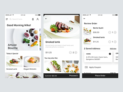 Food Delivery app concept app delivery food kit minimal ui white