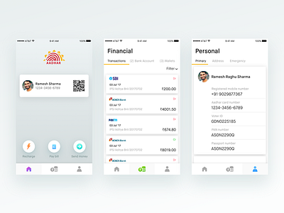 Aadhar identity app aadhar app bank finance identity india ios ios11 minimal transactions