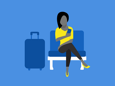 illustration-exploration-2 2d blue character illustration relaxing waiting working yellow
