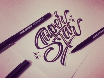 sketch Super Star custom design font hand handlettering lettering logo logotype sketch tags type