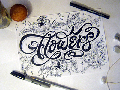 sketch Flowers calligraphy design font hand handlettering lettering logo logotype sign tags