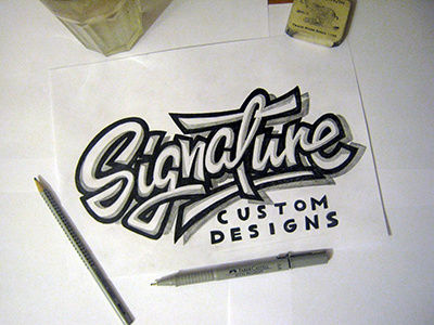 sketch 2 ,  logo "Signature" Custom Designs EUR