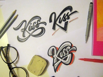 sketches logo kiss rus art design font hand lettering logo logotype print type