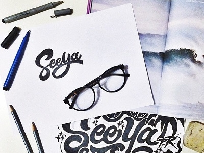 sketches New logo for creative agency "See Ya Group" Miami art design font hand lettering logo logotype print type
