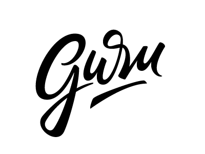 Logo "Guru" USA art design font hand lettering logo logotype print type