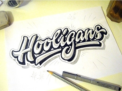 sketch2 logo "Hooligans" usa art design font hand lettering logo logotype print type