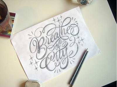 sketch "Breathe of city" art design font hand lettering logo logotype print type