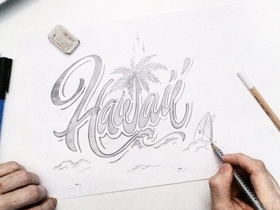 Sketch "Hawaii" art design font hand lettering logo logotype print type