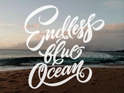 Sketch "Endless blue ocean" ) yap!)) art design font hand lettering logo logotype print type