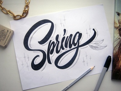 Yap!! sketch "Spring!" art design font hand lettering logo logotype print type