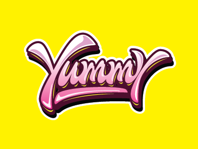 sticker for Yummy studio art design font hand lettering logo logotype print type