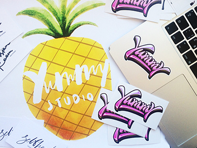 "Yummy studio" art design font hand lettering logo logotype print type