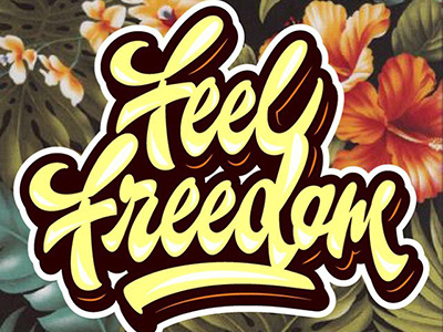 print "Feel Freedom" art design font hand lettering logo logotype print type