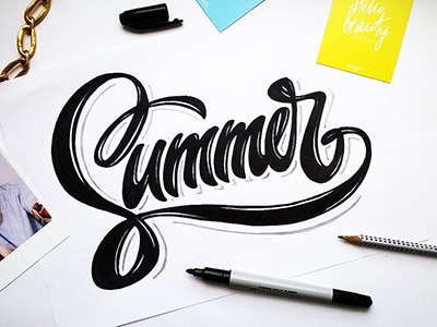 YEP! sketch "Summer" art design font hand lettering logo logotype print type