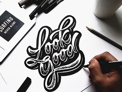 quick sketch , logo "Look Good" art design font hand lettering logo logotype print type