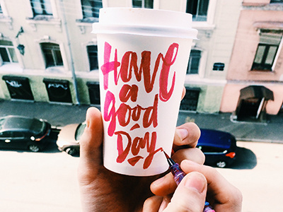 brush tag "Have a good day" yap! art design font hand lettering logo logotype print type