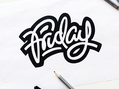 sketch ) hey!Friday! art hand lettering logo print sketch type