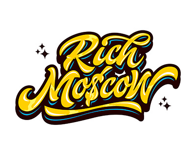 logo "Rich Mo$cow" Luxury brand for YUPI art hand lettering logo print sketch type