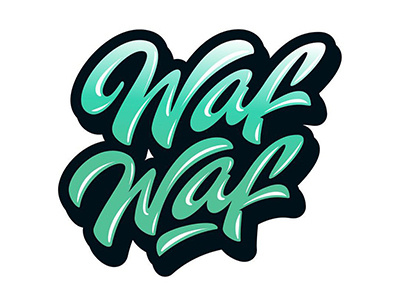 Print "Waf Waf" art hand lettering logo print sketch type