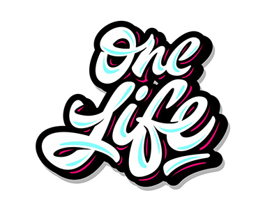 Print "One life" art hand lettering logo print sketch type
