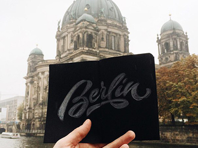 Hey, Berlin! art hand lettering logo print sketch type