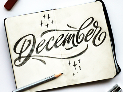 sketch December art hand lettering logo print sketch type