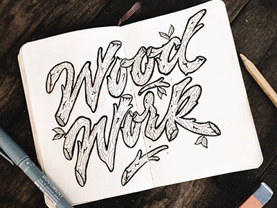 sketch Wood Work art hand lettering logo print sketch type
