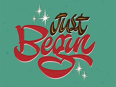 vector "Just begin" art hand lettering logo print sketch type