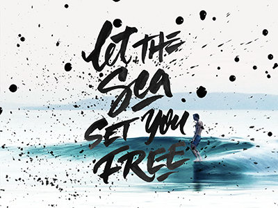 brush tags "let the sea set you free"🌊 art hand lettering logo print sketch type