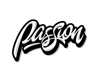 vector "Passion" art hand lettering logo print sketch type