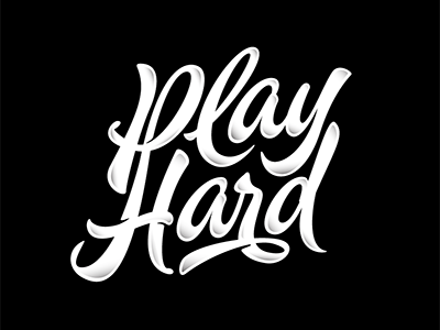 vector "Play Hard" art hand lettering logo print sketch type