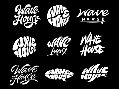 vector sketches,logo "Wave House"(surf school & camp) art hand lettering logo print sketch type