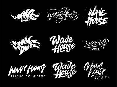 vector sketches,logo "Wave House"(surf school & camp)