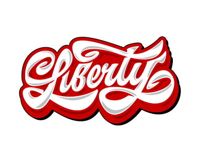 vector "Liberty" art hand lettering logo print sketch type