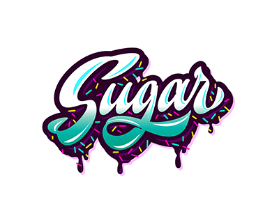 print "Sugar" art hand lettering logo print sketch type