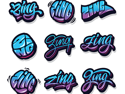 Yo!!sketches, logo "Zing" pow! art hand lettering logo print sketch type