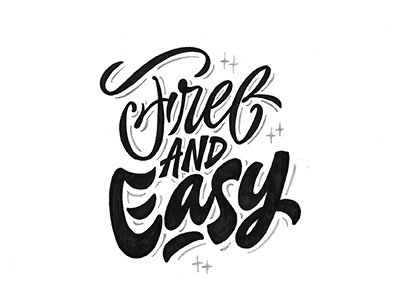 Yep!sketch "Free and Easy" art hand lettering logo print sketch type