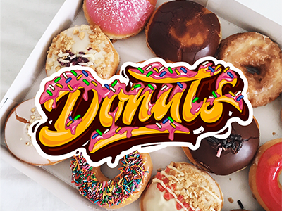 🙋hey!yummy 😋 Vector "Donuts" 🍩 art hand lettering logo print sketch type