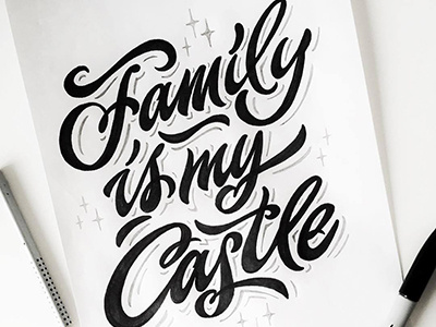 Easy sketch "Family is my castle" 🖋👫 art hand lettering logo print sketch type