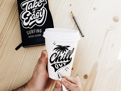 Chill out ☕🌴☀ art hand lettering logo print sketch type
