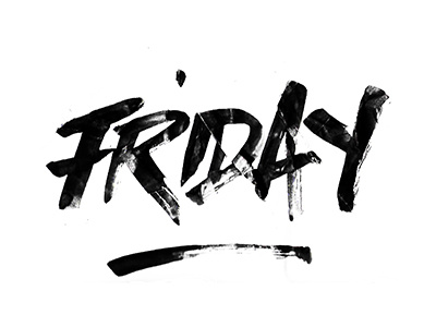 HI! Friday! Brush + crumpled paper art hand lettering logo print sketch type
